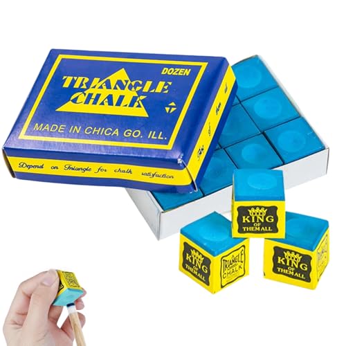 12 Pcs Pool Chalk, A Grade No-Slip Snooker Chalks for Pool Cue Control, Long-Lasting Cue Chalk with Smooth Clean Coverage, Ideal Pool Cue Accessories for Tournaments, Bars, Gym, Home, Sports Billiard