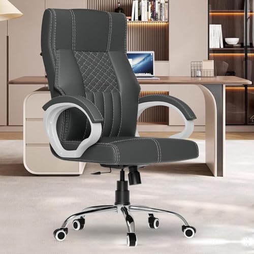 Image of FUGO FG21 Orthopedic Boss Chair with 3-Years Warranty, Executive Office Chair, Ergonomic High-Back Chair-Cushioned Seat & Armrests, Metal Base, Rocking Movement (Grey)