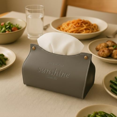 Orret Home Masa Üstü Deri Peçetelik – Şık ve Dayanıklı Servis Peçete Tutucu, Mutfak, Yemek Masası, Banyo ve Ofis Kullanımı İçin Dekoratif Deri Peçete Kutusu (Antrasit Gri) - Görsel 7