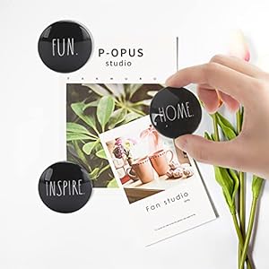 Rae Dunn Decorative Fridge Magnets - Cute Glass Magnets for Refrigerator, Office, Kitchen and Locker - Inspirational Home and Family Pack of 9, Black Rae Dunn Decorative Fridge Magnets Cute Glass Magnets for Refrigerator Office Kitchen and Locker Inspirational Home and Family Pack of 9 Black