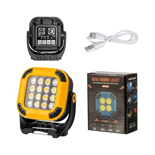 Light Work - Lámpara LED magnética impermeable con gancho, lámpara de taller portátil, lámpara de trabajo magnética, iluminación portátil para senderismo, camping, coche de seguridad