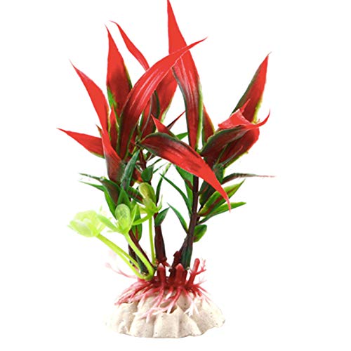 Decorazione per acquario, simulazione pianta acquatica ricca di foglie di bambù, erba ornamentale in plastica di alto grado imitazione stampata a iniezione, colore non sbiadisce, facile da pulire