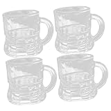 DECORNIJIA 4 Piezas Vasos Mini para Licor de Vidrio Transparente Copas Creativas para Whisky y Cerveza Diseño para Fiestas Bares y Celebraciones
