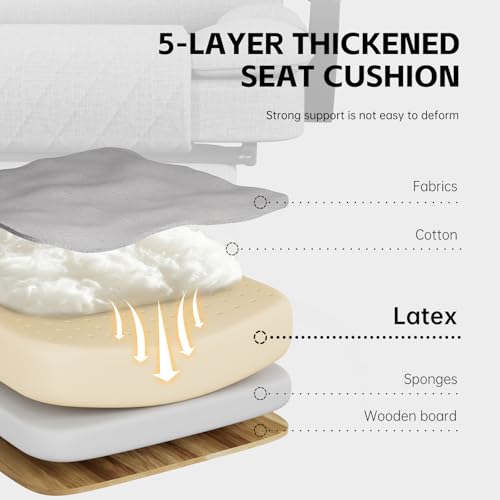 PZDO Desk Chair, Ergonomic Office Chair for Home, Fabric Computer Chairs with Footrest & Wide Seat, Big Tall Executive Chair for Adults, Adjustable Height Recliner, Heavy Duty, 350LBS, Light Grey - Image 5