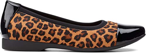 Clarks Women's Un Darcey Cap 2 Ballet Flat, Leopard Print Pony, 7.52