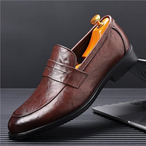 Casual Loafers for Men Pu Leather Driving Loafers Working Round Toe Wedding Non Slip Shoe Slip-on3