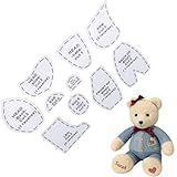 Tissting 10 patrones de costura de oso, juego de reglas de plantilla de oso, herramientas de acolchado acrílico, kit reutilizable de patrón de plantilla de oso de memoria (S 10 pulgadas)