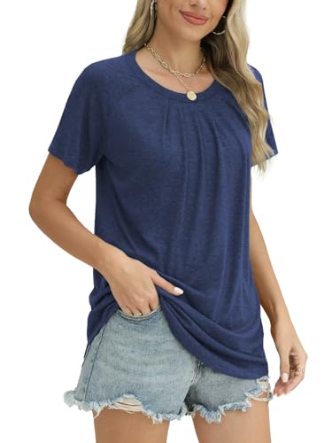 Womens Tops Short Sleeve Crew Neck Shirts Loose Casual Blouse Summer Clothes - Image 3