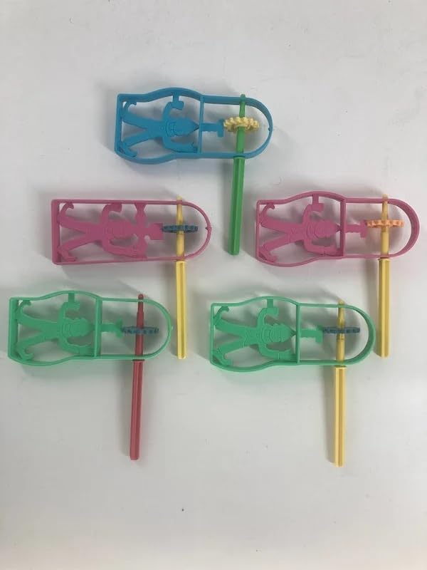 Plastic Purim Gragger Noise Maker for Kids Small Size 4.5" x 4" Assorted Colored Graggers 10 Pack