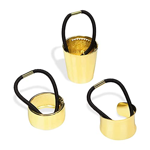 Ponytail Hair Cuff, Gold Metal Elastic Hair Bands for Women (3 Pack)
