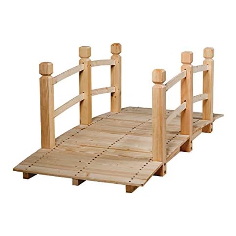 DREAMADE Holzbrücke für Garten/Dekoration, Teichbrücke aus massivem Holz Cover