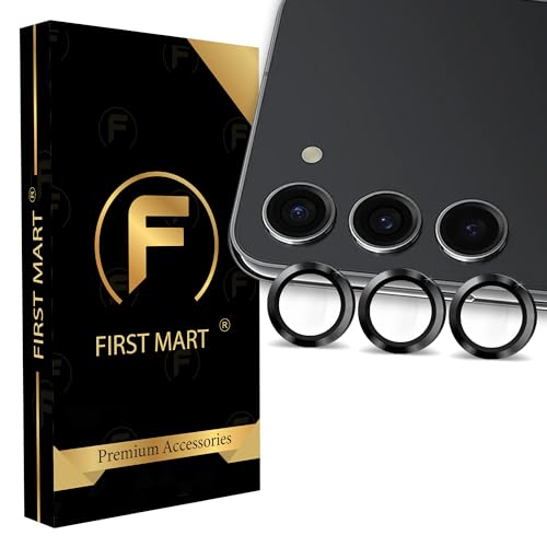 Image of FIRST MART Black Camera Ring Guard Protector for Samsung Galaxy S23 Plus | Tempered Glass with Metal Alloy Rings, HD Clear, Scratch Resistant, Case-Friendly | Pack of 1