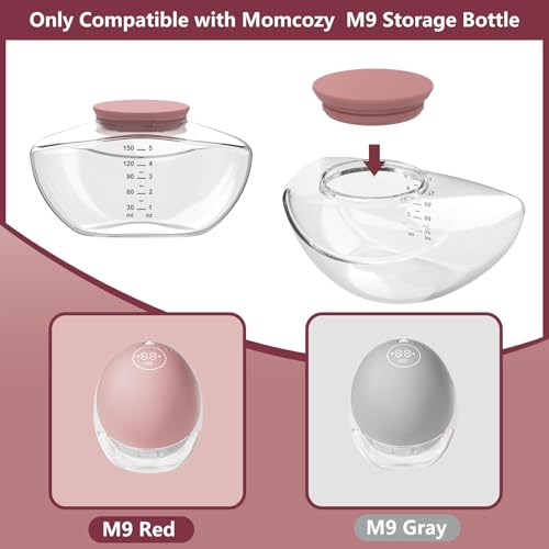 Image of 4pcs Red Storage Bottle Lip Compatible with Momcozy M9 Wearable Breast Pump, Food-Grade Silicone, BPA Free, Sealing Caps, No-Leakage, M9 Mobile Flow Breast Pump Replacement Parts