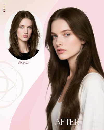 Image of Moresoo Nano Bead Hair Extensions Human Hair, Medium Brown, 14 Inch | 50g 50 Strands, Remy Hair, Lightweight Nano Beads, Natural Looking Fullness for Medium Brown Hair and Daily Wear
