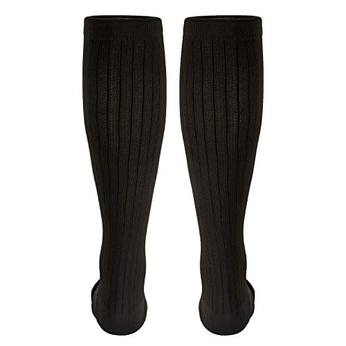 Image of NuVein Men's Compression Socks, 8-15 mmHg Support, Dress Trouser Style, Over Calf Knee High, Brown, Small