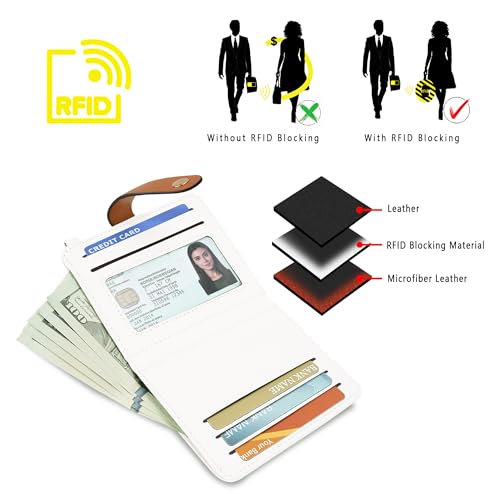 Image of Airkit Small Wallet Women RFID, PU Leather Card Holder with Keychain | Slim Compact Zipper Coin Purse for Ladies, Travel Holiday Gifts for Mom, Cute Mini Bifold Wallets