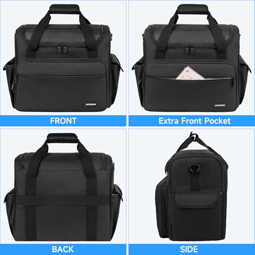 Image of Craft Bag for Scrapbook Supplies, Large Scrapbook Tote with 15.6'' Laptop Sleeve, Art Supply Storage Bag with Multiple Pockets for Scrapbooking Tools, Black