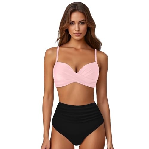 Genérico Traje de Baño de Cuello V de Mujer Tirante Sexy Bañador Estampado de Cintura Alta Traje de Bañadors Baños de Surf de Bikini Bragas Baño Casual al Aire Libre de Vacaciones
