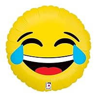 Emoji Foil Balloons, 18 Inch Party Decoration Pack, Yellow Smile Face Design, Helium or Air Compatible, Different Expressions. (Tears)