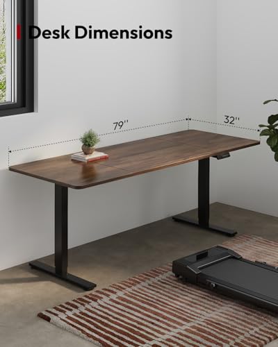 Image of SANODESK Dual Motor Electric Standing Desk 79 x 32 Inches, Height Adjustable Sit Stand Desk with Large Splice Board for Home Office, Computer Workstation, Study & Gaming, Black Frame /Black Walnut Top