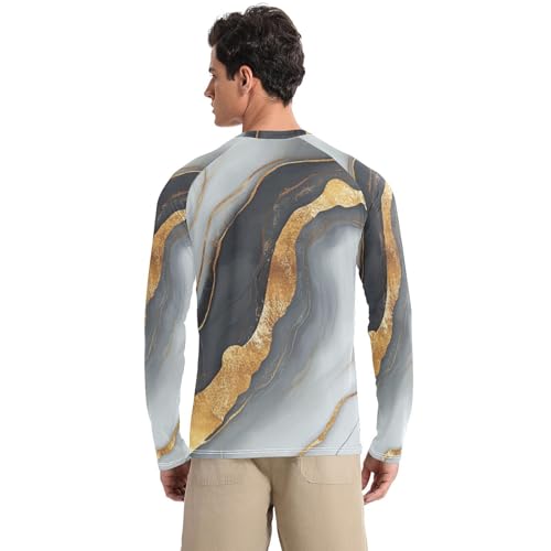 Marble Grey Grey Shirts Summer UPF 50+ Elastic Loose UV Sun Protection Long Sleeve Shirts Beach2