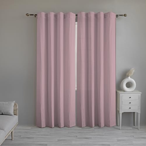 Image of Linenwalas Cotton Solid Long Doors Curtain With Back Loop, Semi Sheer Curtain In Pink, 9 Feet, Pink, Pack Of 2 - Grommet