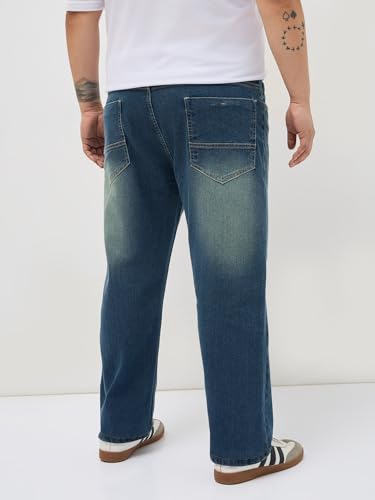 Image of Urbano Plus Men's Regular Fit Heavy Washed Denim Jeans Stretchable