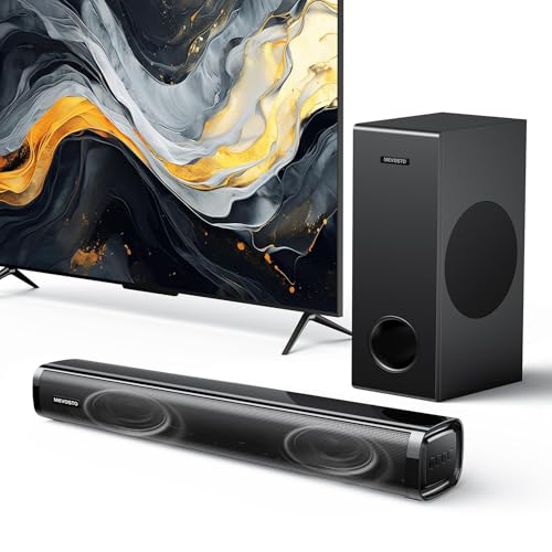 MEVOSTO Barra de Sonido TV con Subwoofer, 2.1CH Barra de Sonido con 5.25'' Woofer, 3D Sistema de Sonido Envolvente de 12L Bajos Profundos para PC con BT5.3/ARC/Opt/USB/AUX, Teatro en Casa (with BT5.3)
