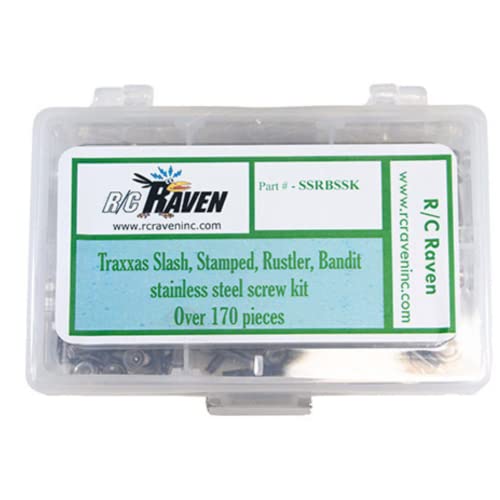 Rc Raven Rc Screw Kit For Traxxas Slash, Stampede, Rustler, Bandit Stainless Steel Rc Car Tool Kit Including Head Screws, Nuts, Washers And Set Screws #TOP2