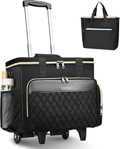 Ytonet Rolling Teacher Bag with 15.6 Inch Laptop Compartment, Laptop Trolley Bags with Detachable Dolly and File Teacher Tote, Large Roller Cases for Women Teaching Office Work Craft Teacher, Black