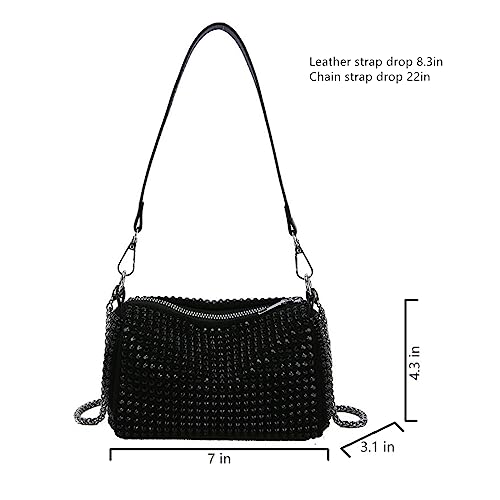 Bolso pequeño de mano Rhinestone Cylinder Crossbody para mujer miniatura 4