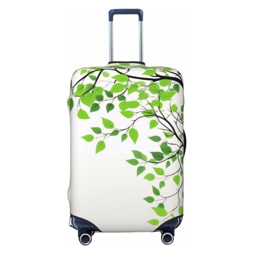 Green And White Leaf Print Luggage Suitcase Covers Elastic Washable Luggage Protector Luggage Covers For Suitcase