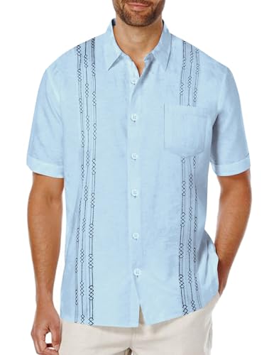 Chemise cubaine homme en lin COOFANDY idéale pour les vacances et les soirées d'été Guayabera