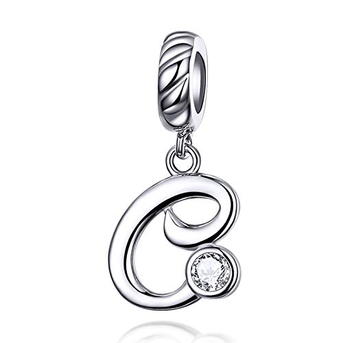 Charm Lettere A-Z In Argento Sterling 925 Con Zirconi - Per Bracciali Personalizzati Regali Donne