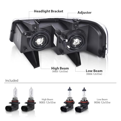 PIT66 Headlights Assembly Pair w/Bulbs Compatible with Chevy Express 1500/GMC Savana 1500 2003-2014, Fit Chevy Express 2500 3500/GMC Savana 2500 3500 2003-2021 (Clear Lens Chrome Housing) by PIT66 - Image 7