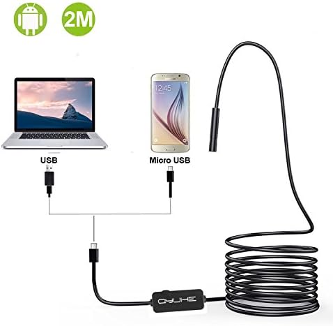Android Smartphone Endoscope USB Borescope 7mm 2M Waterproof Inspection Snake Camera for Android System with OTG Function (6.56ft)
