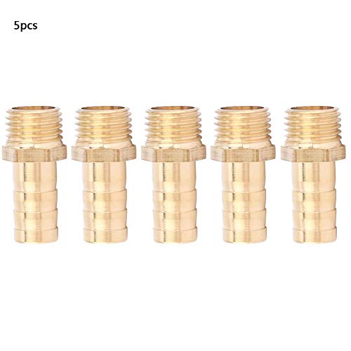 Liukouu 5pcs 10mm Hose Barb Tail Male BSP Connector Brass Fitting Adapter Coupler(2)