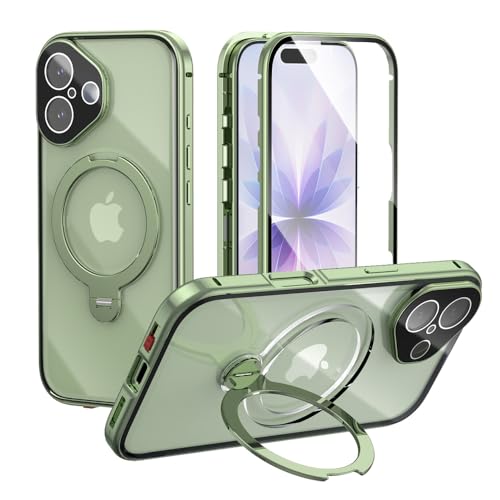 360°��]�X�^���h iPhone 17 �p �P�[�X �t���[�J�o�[ �����O�t�� �S�ʕی� ���� �N���A Magsafe�Ή� �c�����Ή� �A�C�t�H��17 �S�ʃJ�o�[ ���ʃP�[�X 9H�����K���X ���C�����X�[�d ��̌^�����Y�ی� PC�w�� �A���~�o���p�[,�O��