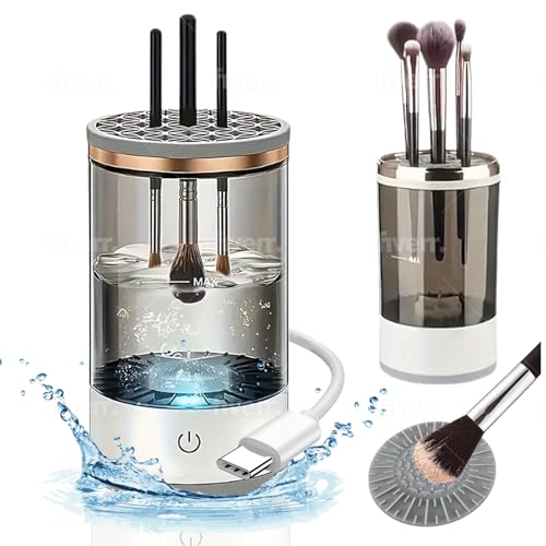 Electric Makeup Brush Cleaner: Cosmetic Automatic Spin Make Up Brush Cleaner Cleanser Machine, Complete Make Up Brush Cleaner Kit with Mat - A Perfect Brush Cleaner Make Up Gift for Women!