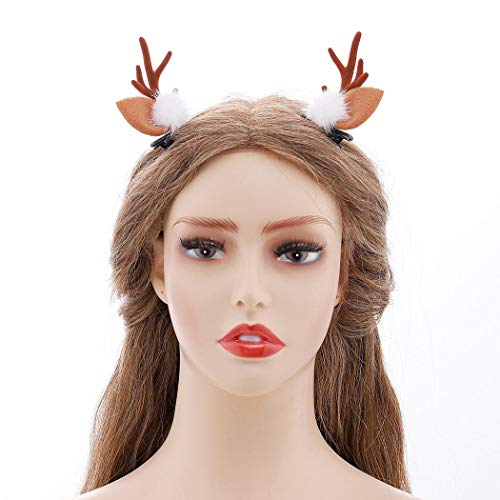Aceorna Christmas Headband Reindeer Antlers Xmas Hair Clip Ball Flower Ring Antlers Hair Pins Bell Elk Deer Animal Horns Headpiece Deer Horn Ears And Berries Hairpin Christmas Hair Accessories For Women And Girls 2 Pcs (Type A) #TOP3