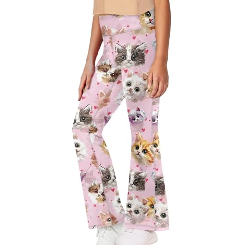 Image of Girls Flare Leggings Cute Bell Bottoms for Teen Girls Wide Leg Sweatpants for 5-14 T