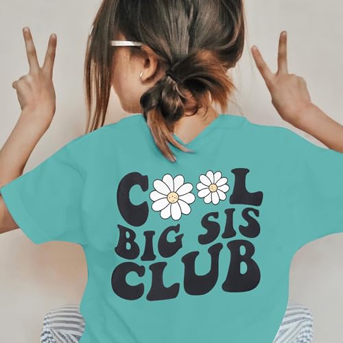 Image of LOTUCY Big Sister Shirt for Toddler Girls Cool Big Sis Club Tshirt Promoted to Big Sister Announcement Outfits