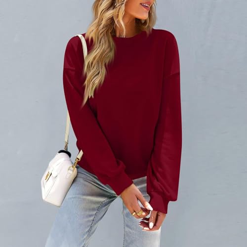 Image of Women Crew Neck Sweatshirts Fall Casual Oversized Sweat Shirts Long Sleeve Cute Preppy Sweatshirt Comfort Pullover
