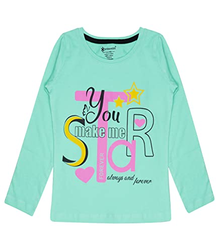 Image of KYDA KIDS 100% Cotton Girls Full Sleeve Printed T-Shirt,Regular fit Round Neck Tops