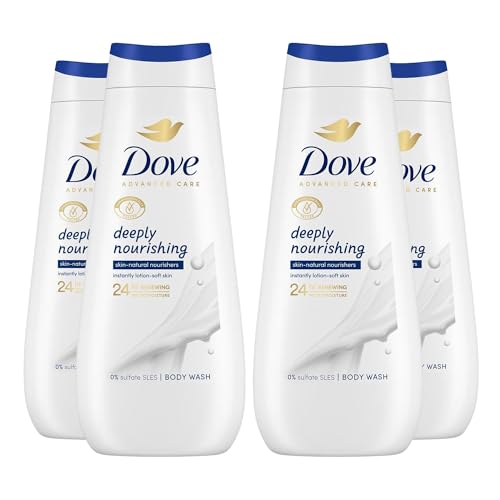 Dove Advanced Care Sulphate Free Body Wash for Women Made with Skin-Natural Nourishers and Micromoisture Provides 24 Hours Renewing Lotion-Soft Softer Skin, 400ml Pack of 4