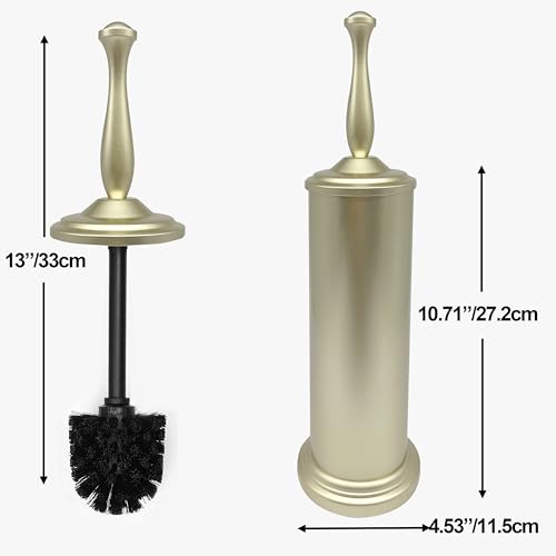 Image of Satin Matte Soft Gold Toilet Bowl Brush with Holder, Durable Bathroom Cleaning Tool, Modern Design for Easy Toilet Maintenance, Bathroom Cleaner Brush for Efficient Cleaning and Hygiene
