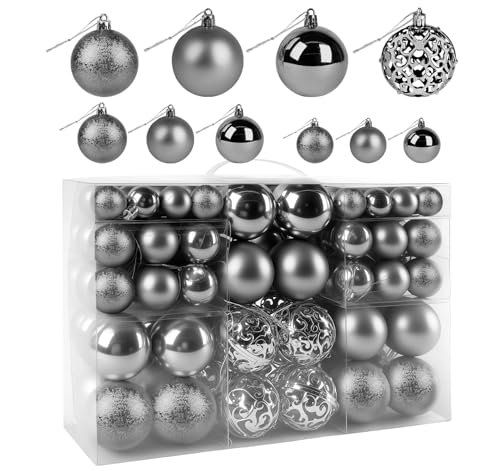 ilauke 100 Stück Christbaumkugeln, Weihnachtskugeln Kunststoff mit...
