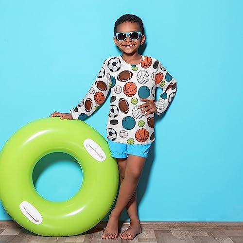 Image of CaTaKu Boys Swim Shirt Long Sleeve Rash Guard for Boys Toddler Rashguard Water Sun Shirt UPF+ 50 Swimwear
