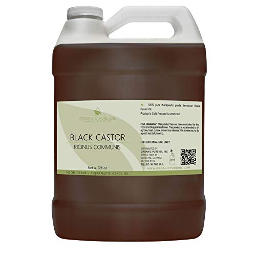 Black Castor Oil of Jamaica - 128 oz - 100% Pure, Unrefined, Cold Pressed, Toasty / Smoky scent, Non-GMO, Free of any Chemicals, Fillers, Additives & Hexane - Bulk Virgin Carrier Oil for Skin, Hair, Nails, Body, Arms, Legs & More