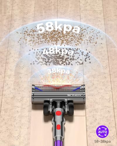 aonus A9 MAX Aspiradora sin Cable, 58Kpa/600W Aspiradora Escoba sin Cable Potente, Separación de Polvo de 1.8L con Doble Taza Mejorada, 75 Minutos de Larga Duración, Adecuada para Pisos/Alfombras/Pelo